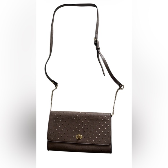 Handbags - Elegant Brown Studded Crossbody Bag
